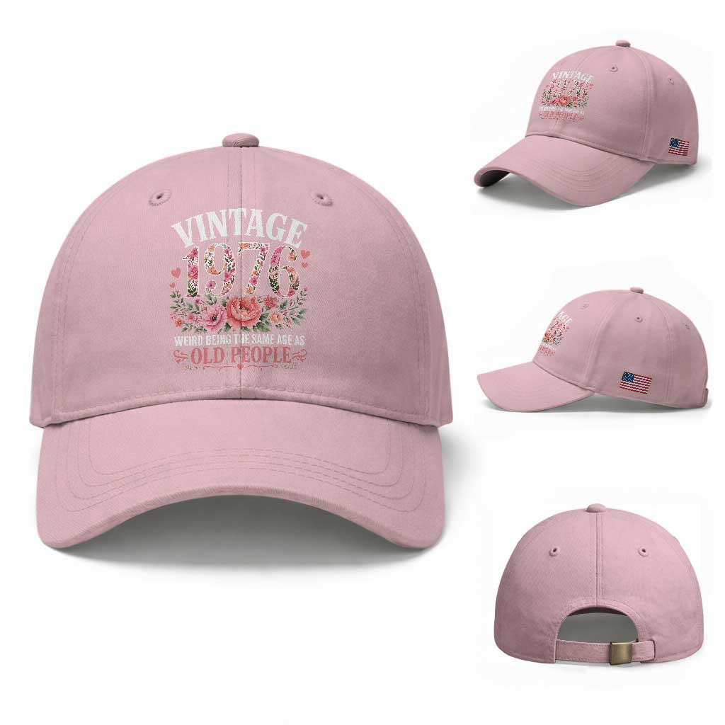 50th Birthday Gifts For Her Baseball Cap Floral 1976 Weird Being The Same Age As Old People