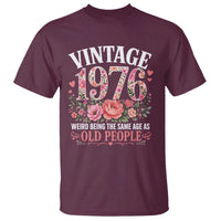 50th Birthday Gifts For Her T Shirt Floral 1976 Weird Being The Same Age As Old People