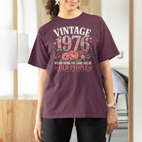 50th Birthday Gifts For Her T Shirt For Women Floral 1976 Weird Being The Same Age As Old People