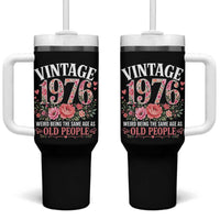 50th Birthday Gifts For Her Tumbler With Handle Floral 1976 Weird Being The Same Age As Old People