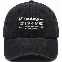 Vintage 80th Birthday Washed Cotton Baseball Cap 80yr 1946 Weird Being The Same Age As Old People