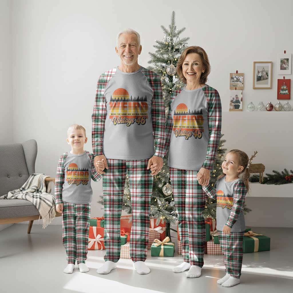 Funny 80th Birthday Plaid Pajama Set Retro 1946 Weird Being The Same Age As Old People