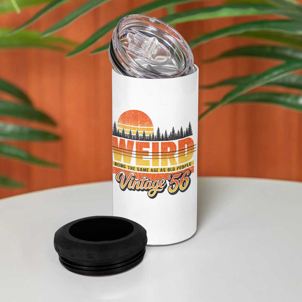Funny 70th Birthday 4 in 1 Can Cooler Tumbler Retro 1956 Weird Being The Same Age As Old People