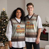 Funny 70th Birthday V-Neck Knit Sweater Vest Retro 1956 Weird Being The Same Age As Old People