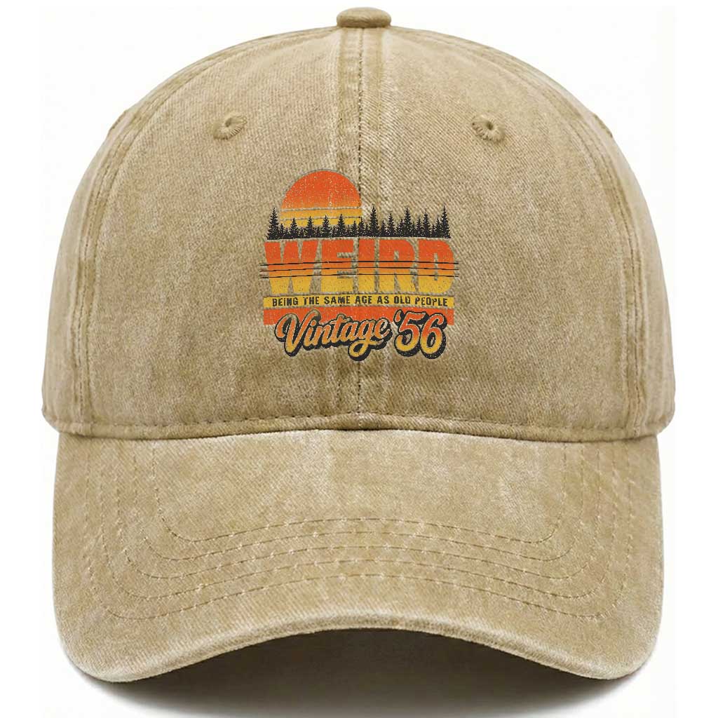 Funny 70th Birthday Washed Cotton Baseball Cap Retro 1956 Weird Being The Same Age As Old People
