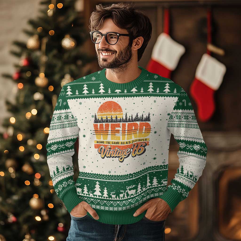 Funny 60th Birthday Ugly Christmas Sweater Retro 1966 Weird Being The Same Age As Old People