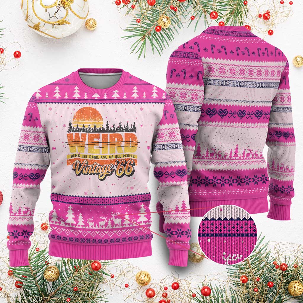 Funny 60th Birthday Ugly Christmas Sweater Retro 1966 Weird Being The Same Age As Old People