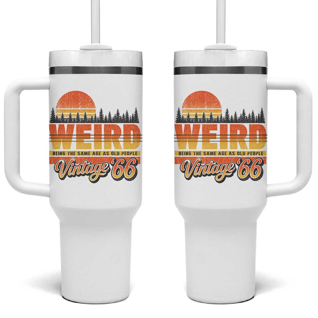 Funny 60th Birthday Tumbler With Handle Retro 1966 Weird Being The Same Age As Old People