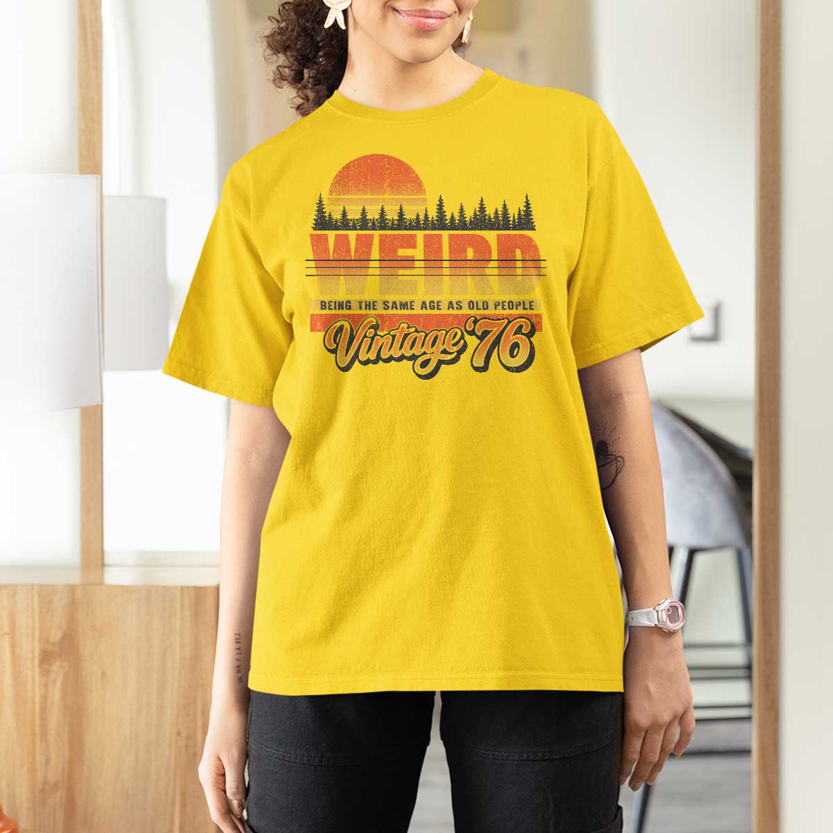 Funny 50th Birthday T Shirt For Women Retro 1976 Weird Being The Same Age As Old People