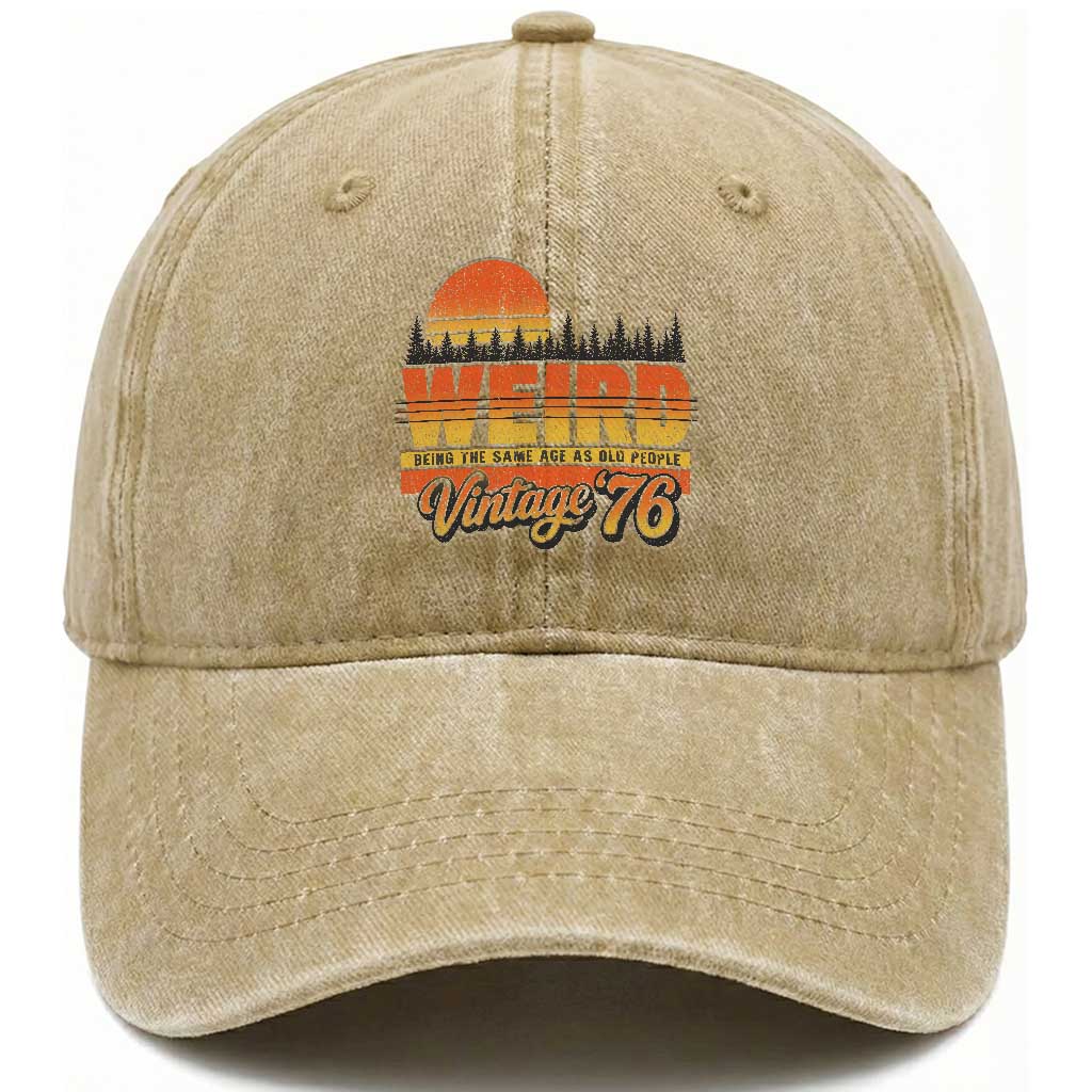 Funny 50th Birthday Washed Cotton Baseball Cap Retro 1976 Weird Being The Same Age As Old People