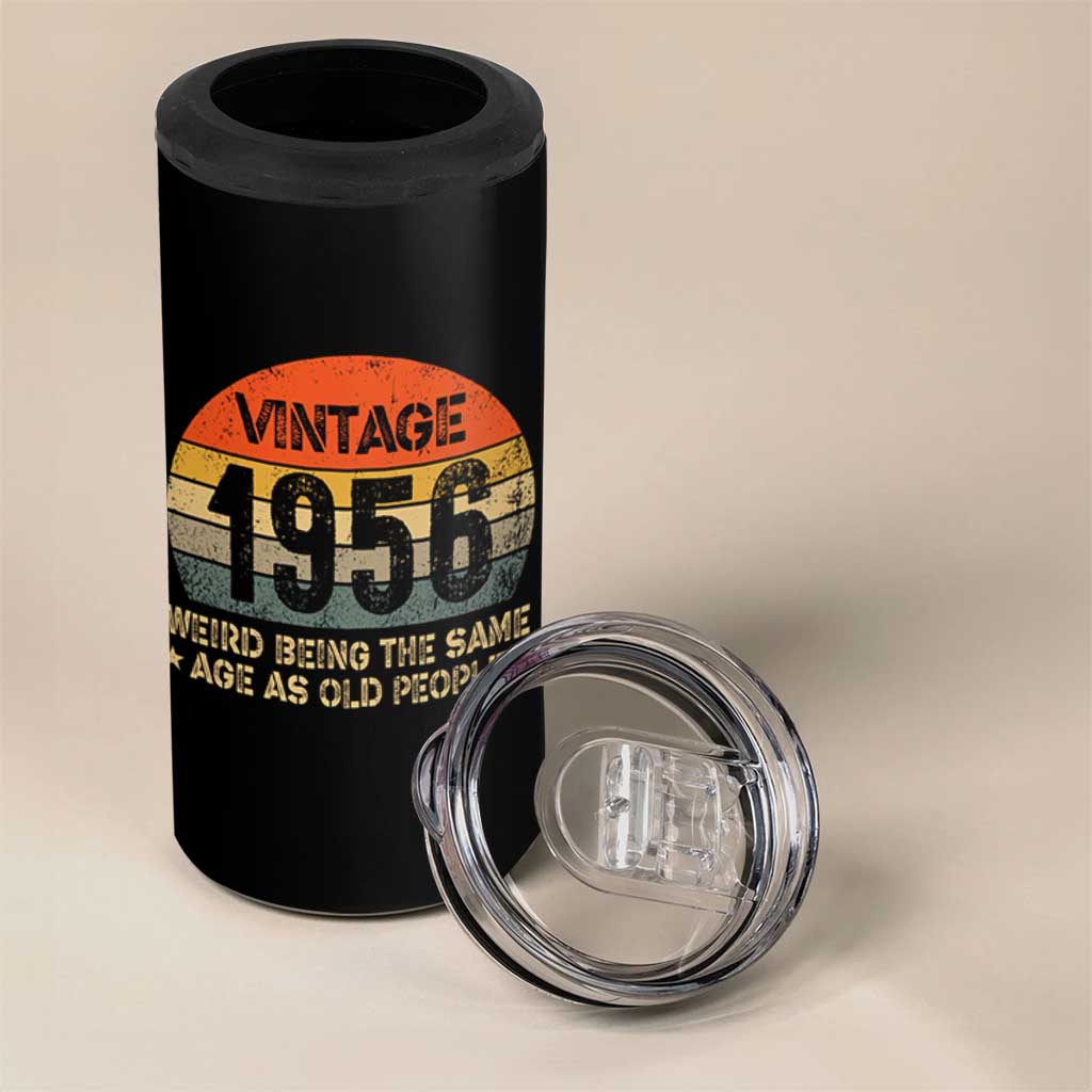 70th Birthday 4 in 1 Can Cooler Tumbler Retro 1956 Weird Being The Same Age As Old People