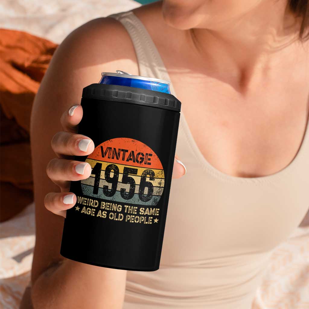 70th Birthday 4 in 1 Can Cooler Tumbler Retro 1956 Weird Being The Same Age As Old People