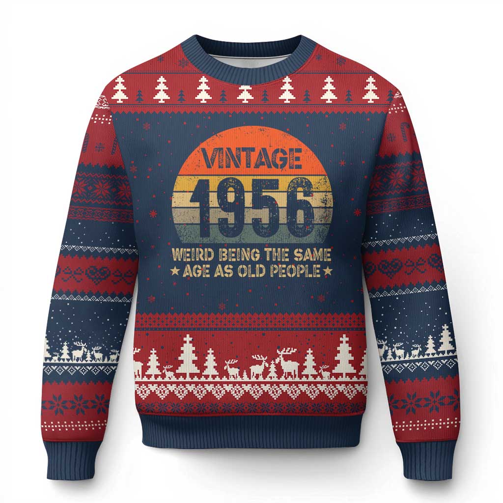 70th Birthday Ugly Christmas Sweater Retro 1956 Weird Being The Same Age As Old People