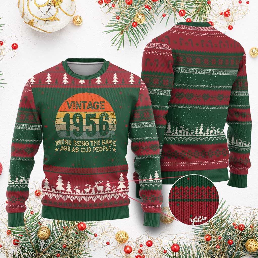 70th Birthday Ugly Christmas Sweater Retro 1956 Weird Being The Same Age As Old People