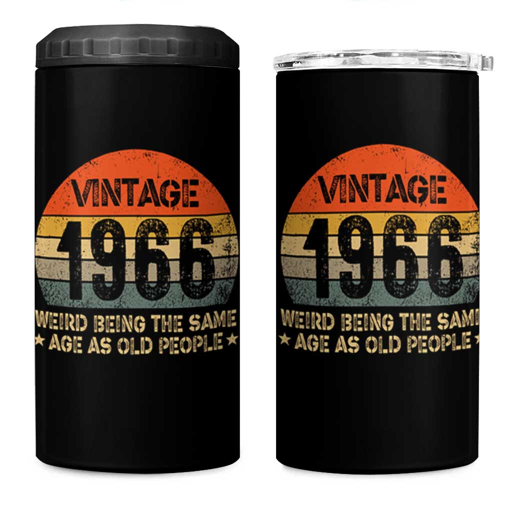 60th Birthday 4 in 1 Can Cooler Tumbler Retro 1966 Weird Being The Same Age As Old People
