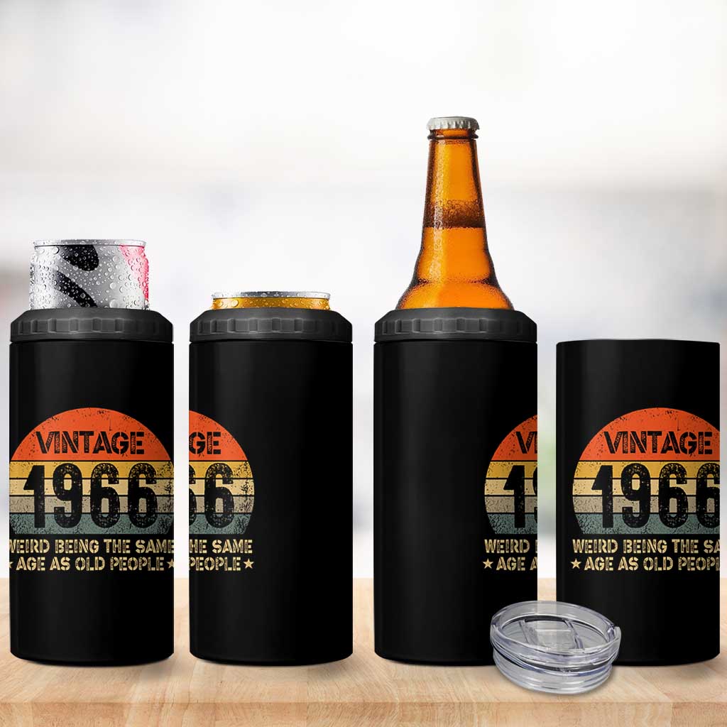 60th Birthday 4 in 1 Can Cooler Tumbler Retro 1966 Weird Being The Same Age As Old People