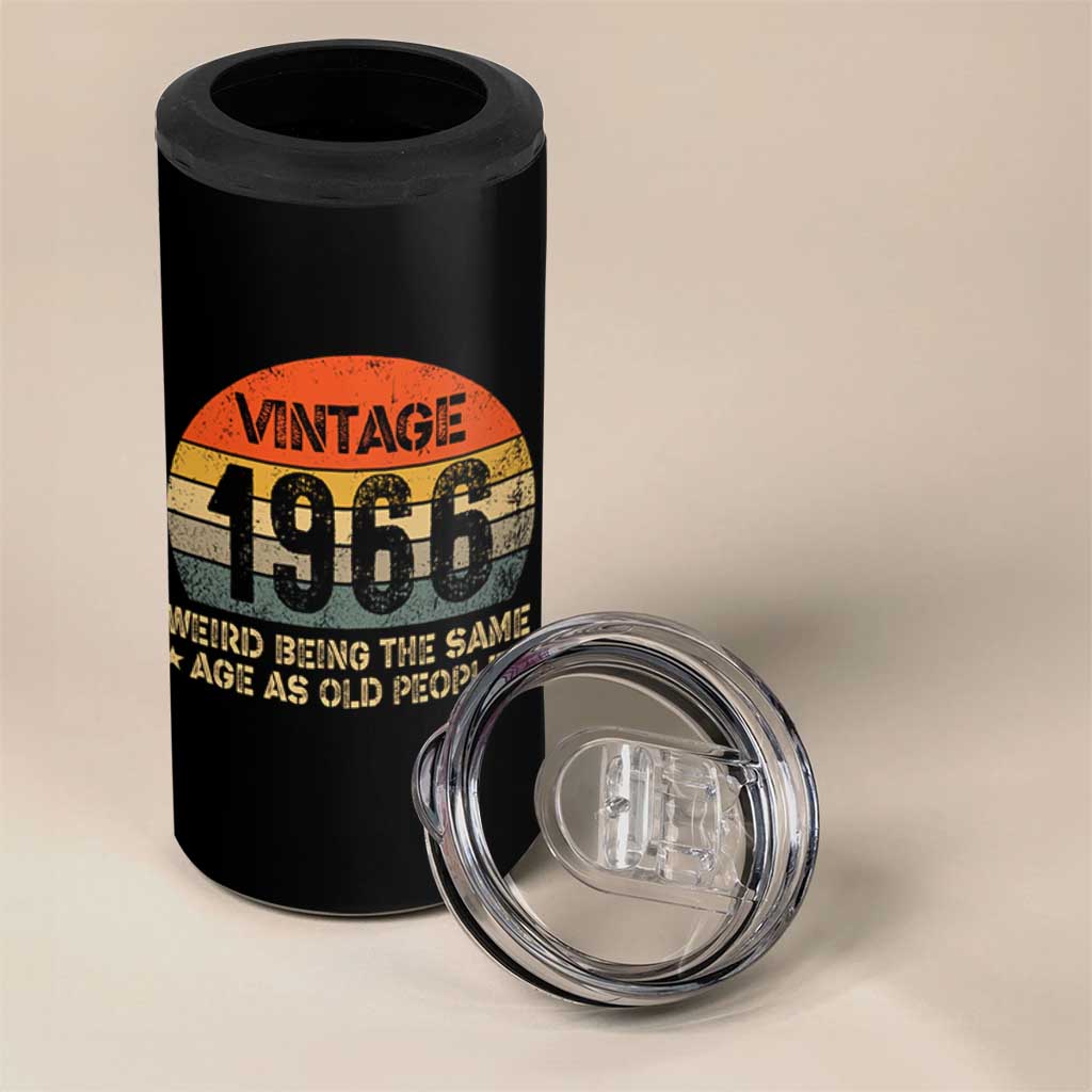60th Birthday 4 in 1 Can Cooler Tumbler Retro 1966 Weird Being The Same Age As Old People