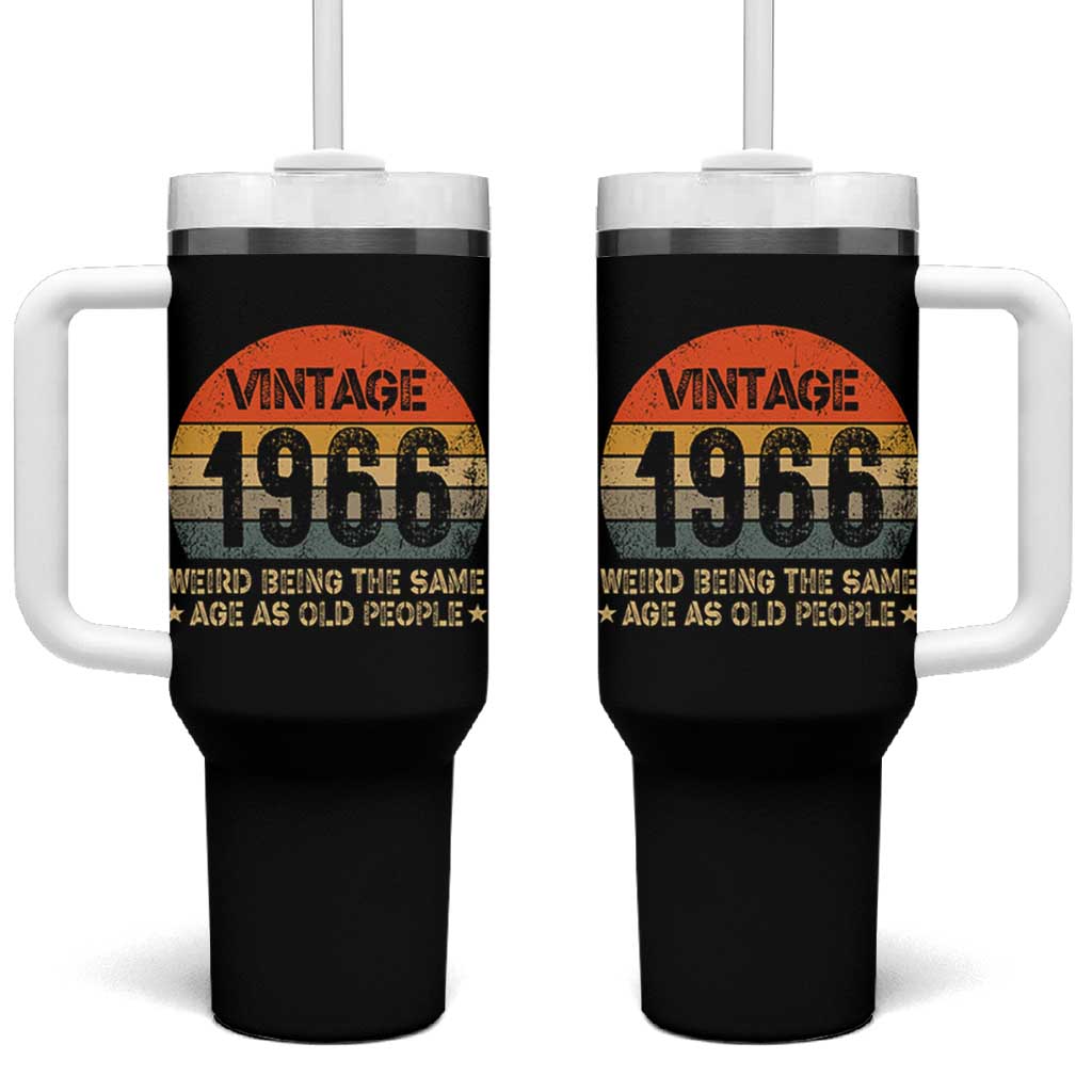 60th Birthday Tumbler With Handle Retro 1966 Weird Being The Same Age As Old People