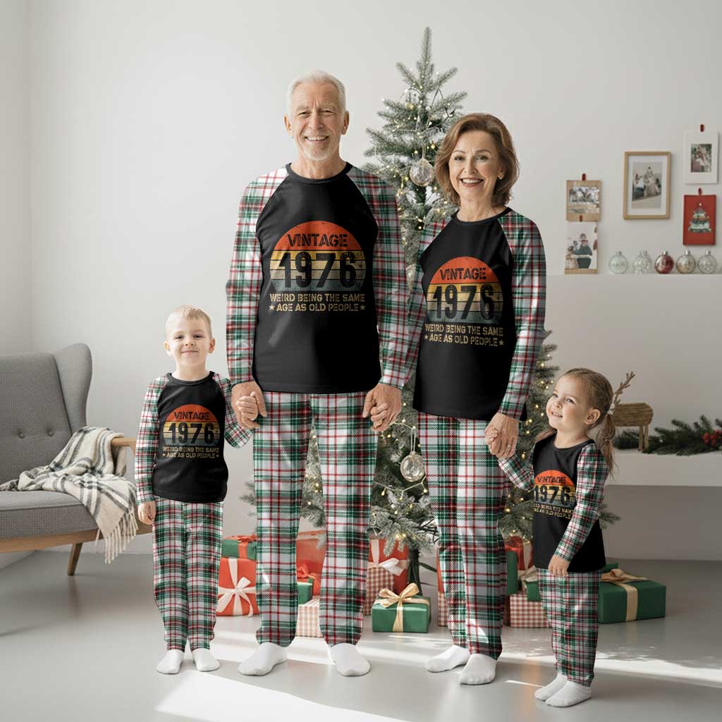 50th Birthday Plaid Pajama Set Retro 1976 Weird Being The Same Age As Old People
