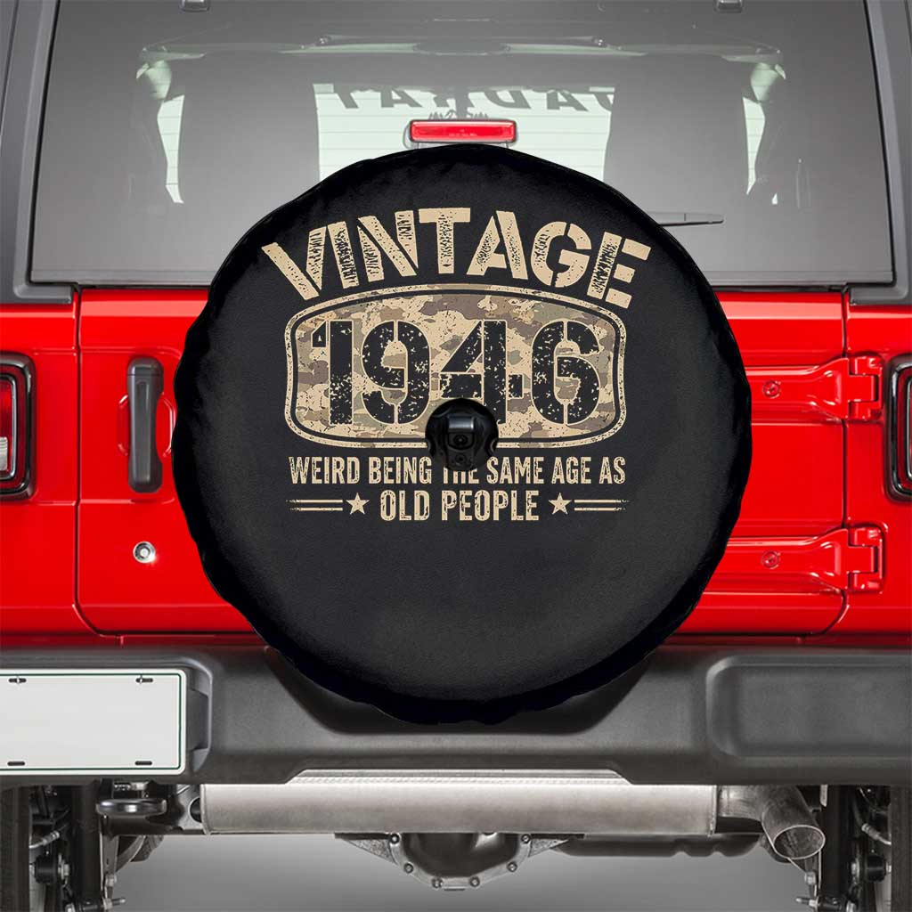 80th Birthday Gift For Men Spare Tire Cover Retro Camo 1946 Weird Being The Same Age As Old People