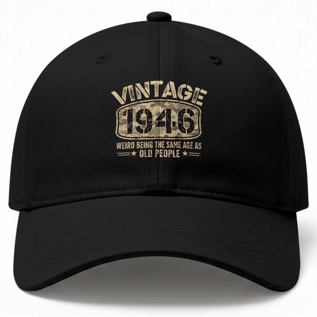 80th Birthday Gift For Men Baseball Cap Retro Camo 1946 Weird Being The Same Age As Old People