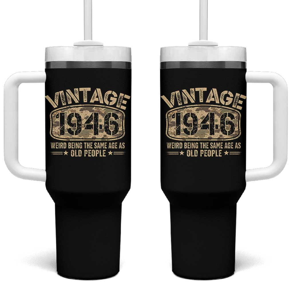 80th Birthday Gift For Men Tumbler With Handle Retro Camo 1946 Weird Being The Same Age As Old People