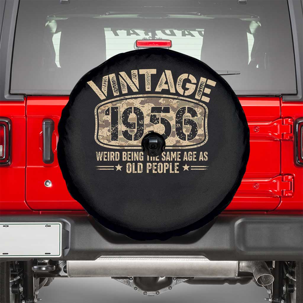 70th Birthday Gift For Men Spare Tire Cover Retro Camo 1956 Weird Being The Same Age As Old People
