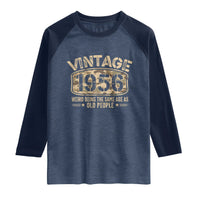 70th Birthday Gift For Men Raglan Shirt Retro Camo 1956 Weird Being The Same Age As Old People