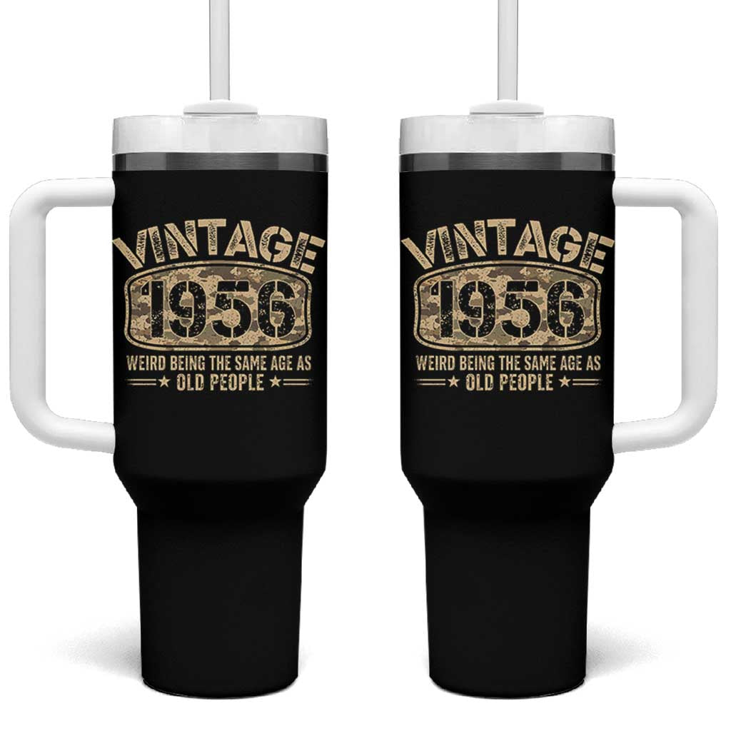 70th Birthday Gift For Men Tumbler With Handle Retro Camo 1956 Weird Being The Same Age As Old People