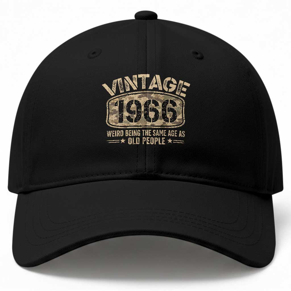 60th Birthday Gift For Men Baseball Cap Retro Camo 1966 Weird Being The Same Age As Old People