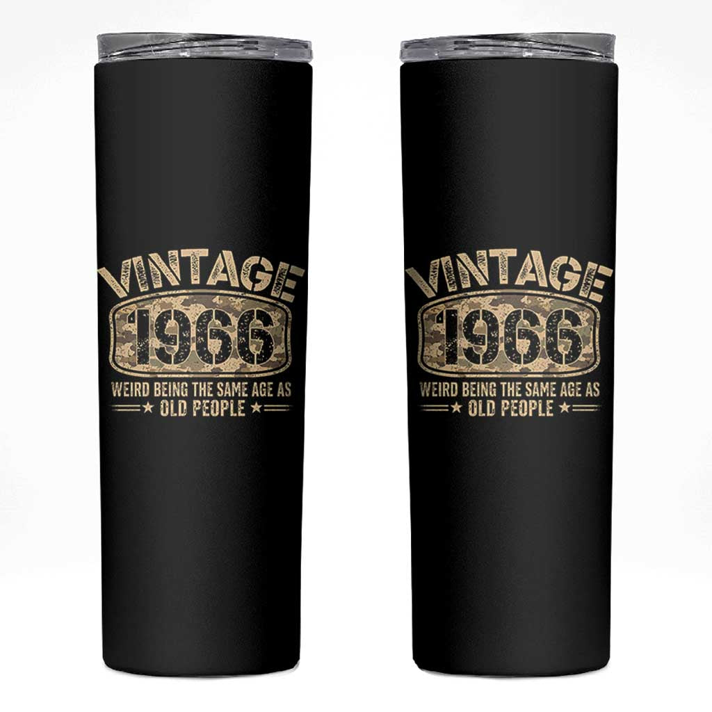 60th Birthday Gift For Men Skinny Tumbler Retro Camo 1966 Weird Being The Same Age As Old People