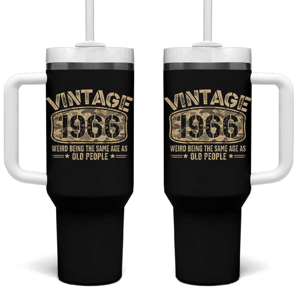 60th Birthday Gift For Men Tumbler With Handle Retro Camo 1966 Weird Being The Same Age As Old People