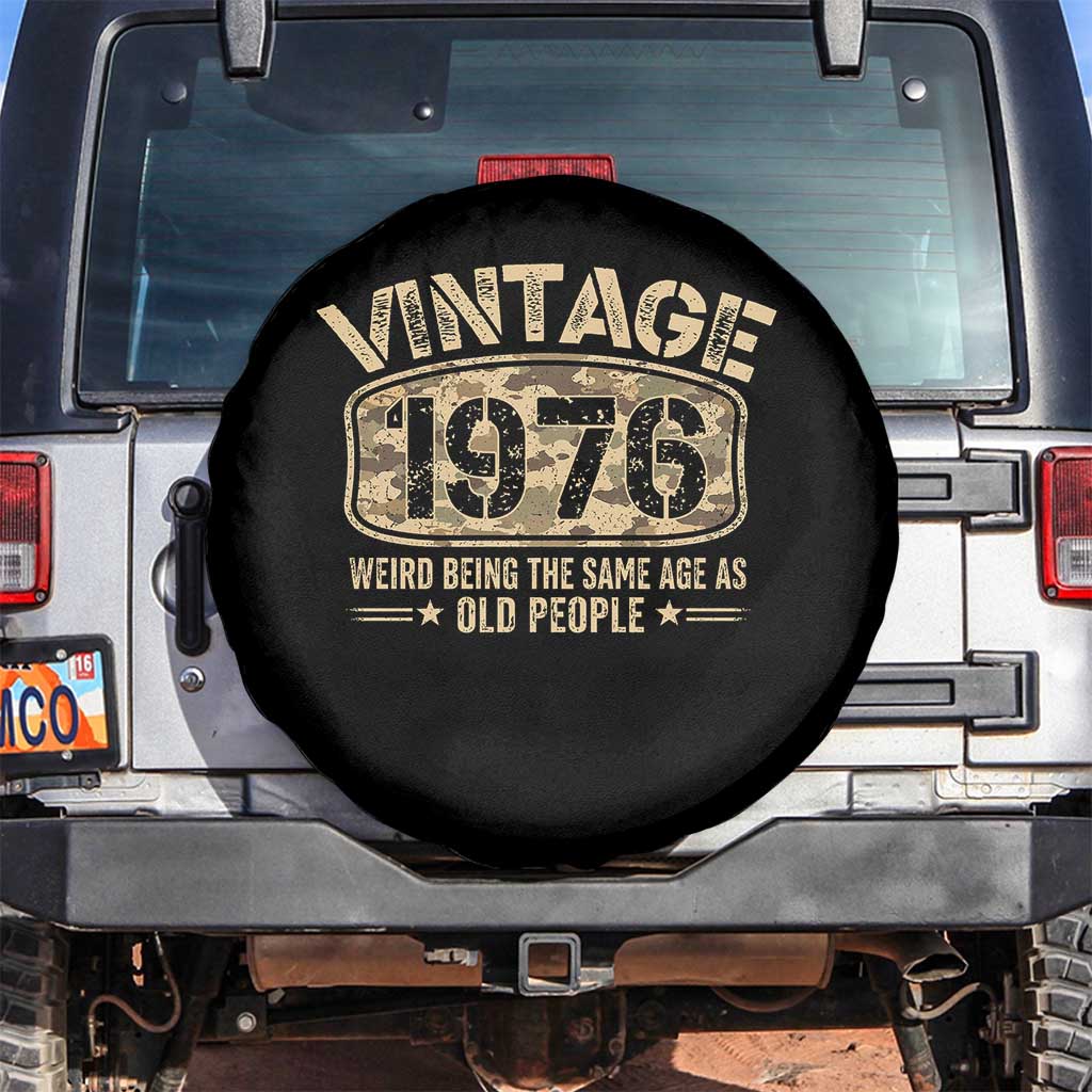 50th Birthday Gift For Men Spare Tire Cover Retro Camo 1976 Weird Being The Same Age As Old People