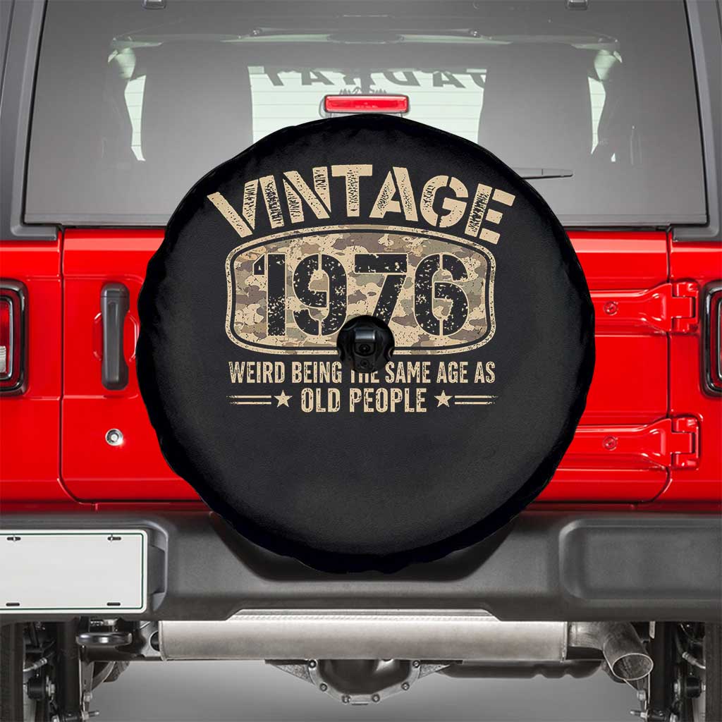 50th Birthday Gift For Men Spare Tire Cover Retro Camo 1976 Weird Being The Same Age As Old People