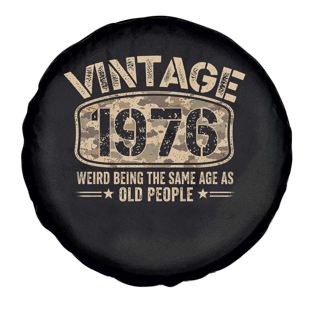 50th Birthday Gift For Men Spare Tire Cover Retro Camo 1976 Weird Being The Same Age As Old People