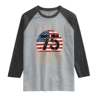 Funny 75th Birthday Raglan Shirt Vintage US Flag Built 75 Years Ago Parts Original