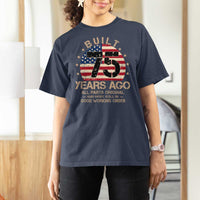 Funny 75th Birthday T Shirt For Women Vintage US Flag Built 75 Years Ago Parts Original