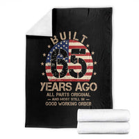 Funny 65th Birthday Throw Blanket Vintage US Flag Built 65 Years Ago Parts Original