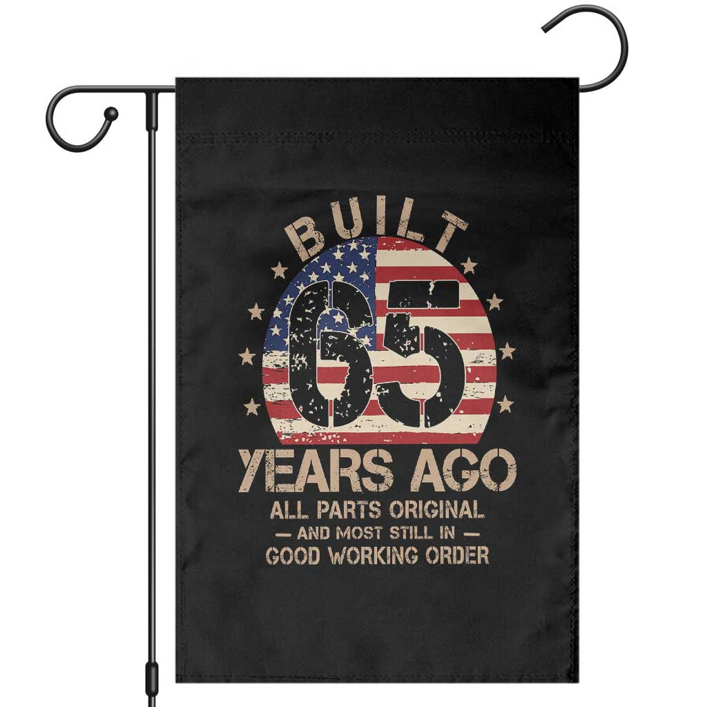 Funny 65th Birthday Garden Flag Vintage US Flag Built 65 Years Ago Parts Original