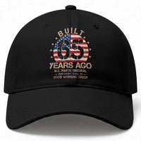 Funny 65th Birthday Baseball Cap Vintage US Flag Built 65 Years Ago Parts Original