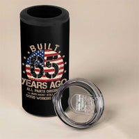 Funny 65th Birthday 4 in 1 Can Cooler Tumbler Vintage US Flag Built 65 Years Ago Parts Original
