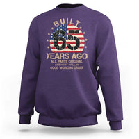 Funny 65th Birthday Sweatshirt Vintage US Flag Built 65 Years Ago Parts Original