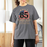 Funny 65th Birthday T Shirt For Women Vintage US Flag Built 65 Years Ago Parts Original