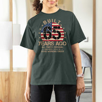 Funny 65th Birthday T Shirt For Women Vintage US Flag Built 65 Years Ago Parts Original