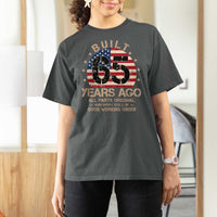 Funny 65th Birthday T Shirt For Women Vintage US Flag Built 65 Years Ago Parts Original