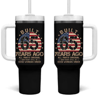 Funny 65th Birthday Tumbler With Handle Vintage US Flag Built 65 Years Ago Parts Original