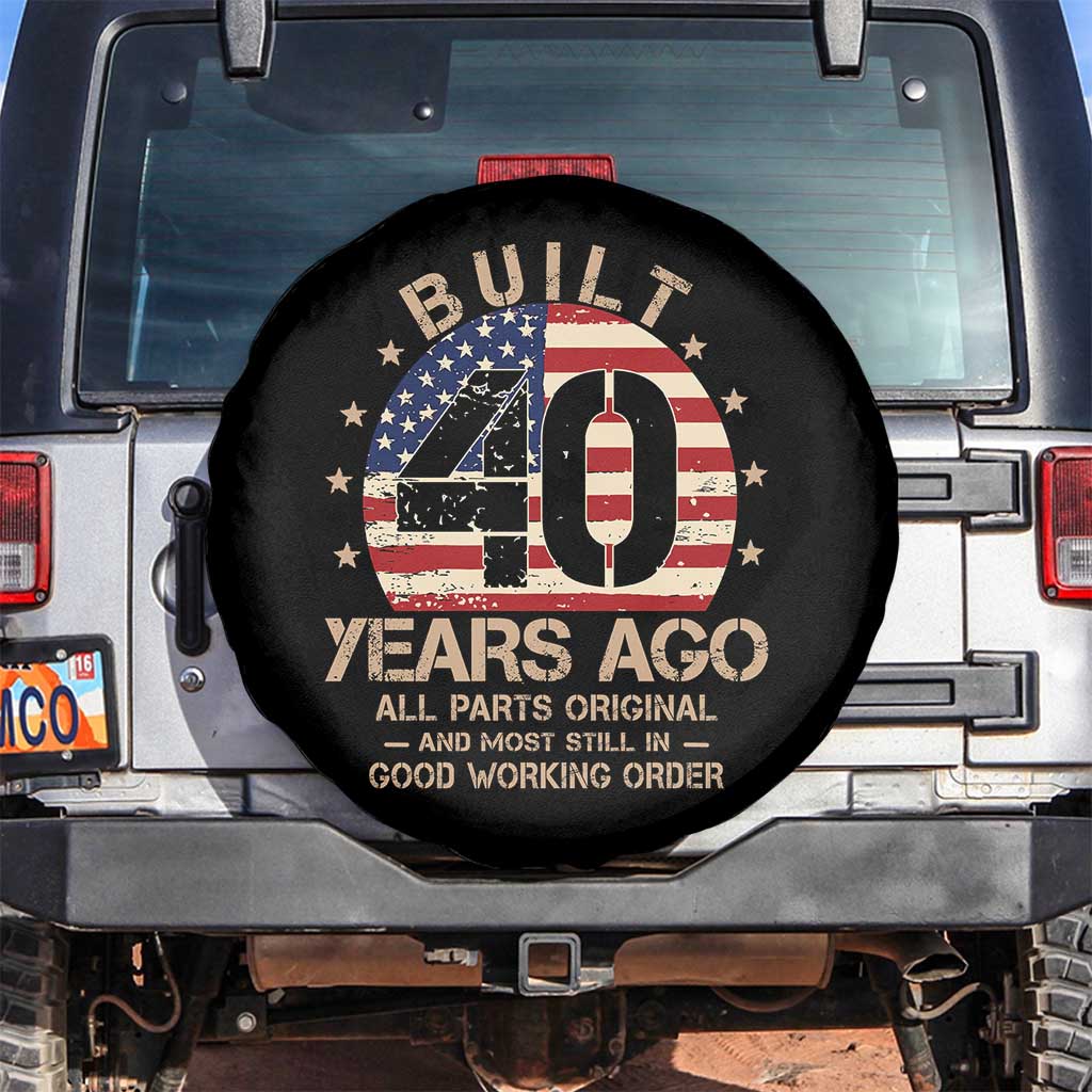 Funny 40th Birthday Spare Tire Cover Vintage US Flag Built 40 Years Ago Parts Original