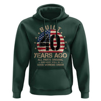Funny 40th Birthday Hoodie Vintage US Flag Built 40 Years Ago Parts Original