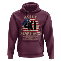 Funny 40th Birthday Hoodie Vintage US Flag Built 40 Years Ago Parts Original