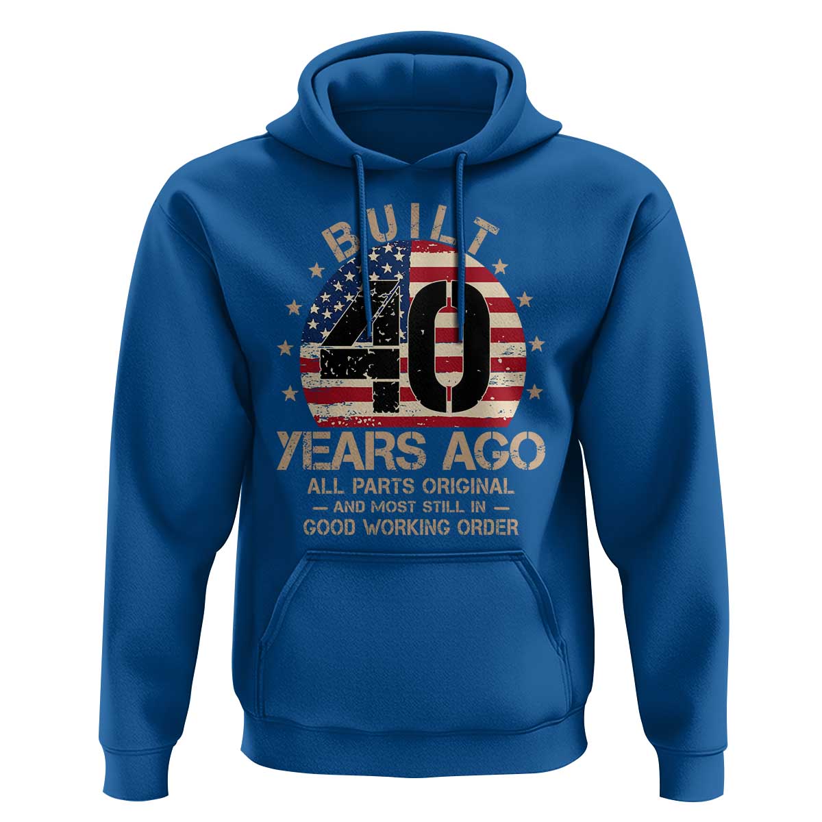 Funny 40th Birthday Hoodie Vintage US Flag Built 40 Years Ago Parts Original